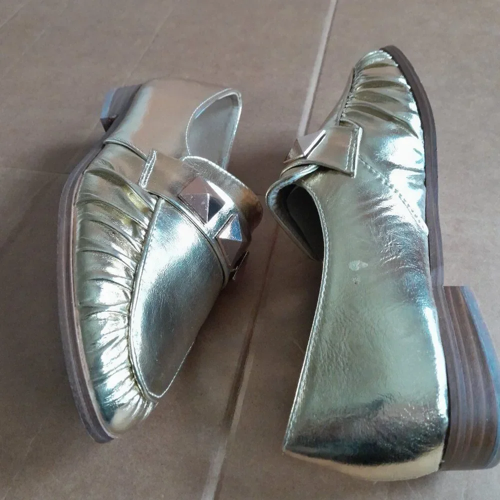 Catherine Malandrino Women’s Shoes Gold Loafer Slip On Casual New Size 8